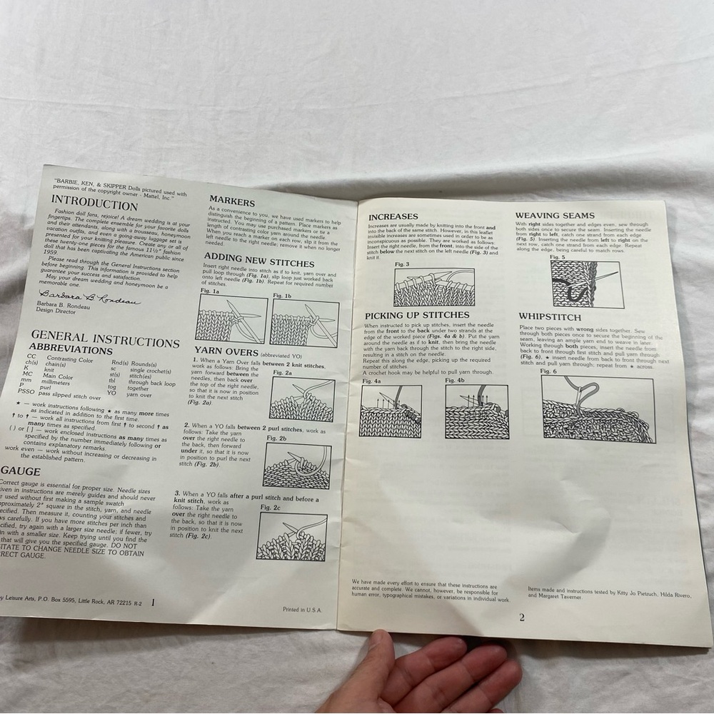 Mattel 1991 Vintage Knitting Pattern Barbie crochet Guide for Fashion Dolls - Picture 3 of 7